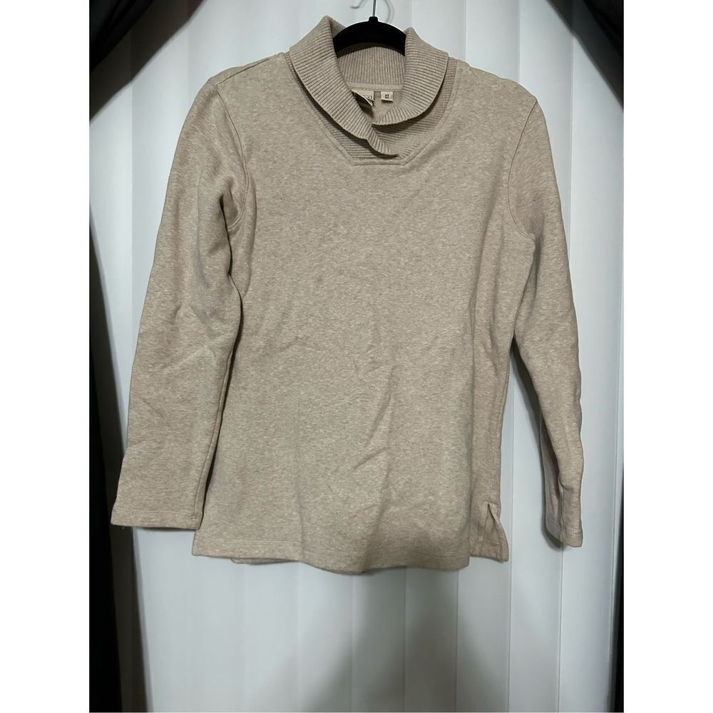 LL BEAN light Brown Womans sweater with collar
